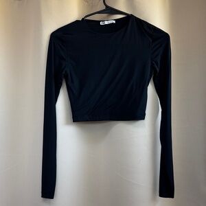 Zara Long Sleeve Crop Top Black Size Small / Extra Small